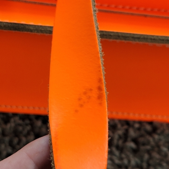 The Leather Satchel Co satchel with Crossbody Straps in Neon Orange - Picture 10 of 16